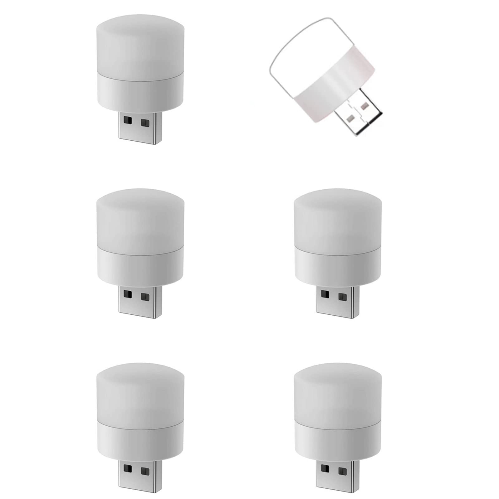 Auto USB Beleuchtung, Mini USB Licht, Auto Umgebungslicht, Auto Umgebungslicht für Auto Laptop Power Bank (Weiß 6Pcs) von DYLYMX