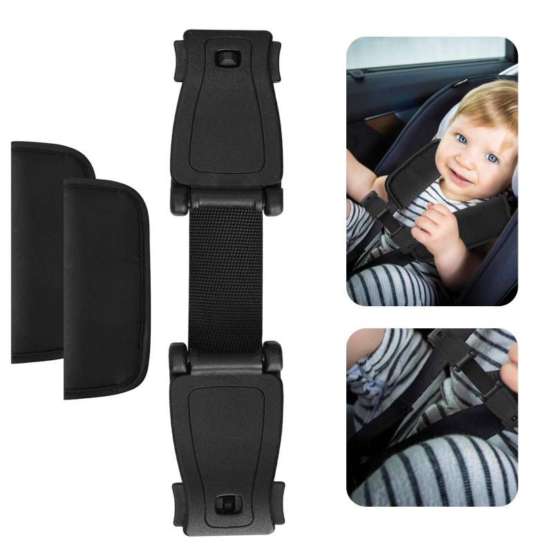 Autositz Kindersitz Gurt Sicherungen, Auto Harness Brustclip Verhindern, Baby Sicherheitsgurt Clip mit 2 Schulterholstern, Kindersicherheitsgurt Schnalle Gurt für Autositze Kinderhochstühle von DYMHQ