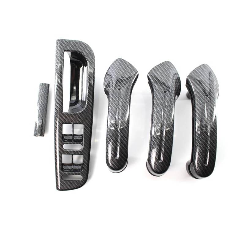 Für Golf Für MK4 1999-2004 Auto Carbon Korn Fenster Schalter Bedienfeld Trim Lünette + 3 Innen Tür Haltegriff Set Autotürgriff Auto vorne Links von DYOG