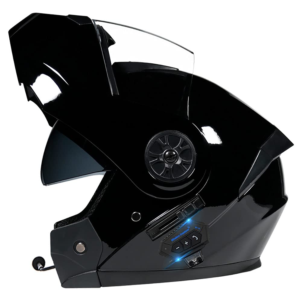 Bluetooth-Helm, Integralhelm mit Bluetooth Geschlossenen ECE-geprüft für Damen Herren, Motorradhelm Anti-Fog-Doppelspiegel Die Windgeräusche Funk Sprechanlage 55~62CM von DYOYO