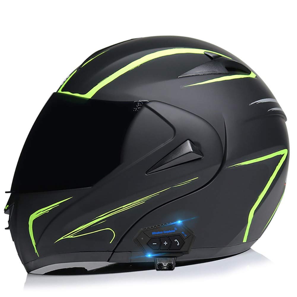 Klapphelm Motorradhelm Bluetooth ECER 22-05 Genehmigt Sturzhelm mit Doppelvisier Anti-Fog-HD-Doppelspiegel Geschlossenen Lärmreduzierung Hartes Warm für Damen Herren 55-62cm von DYOYO