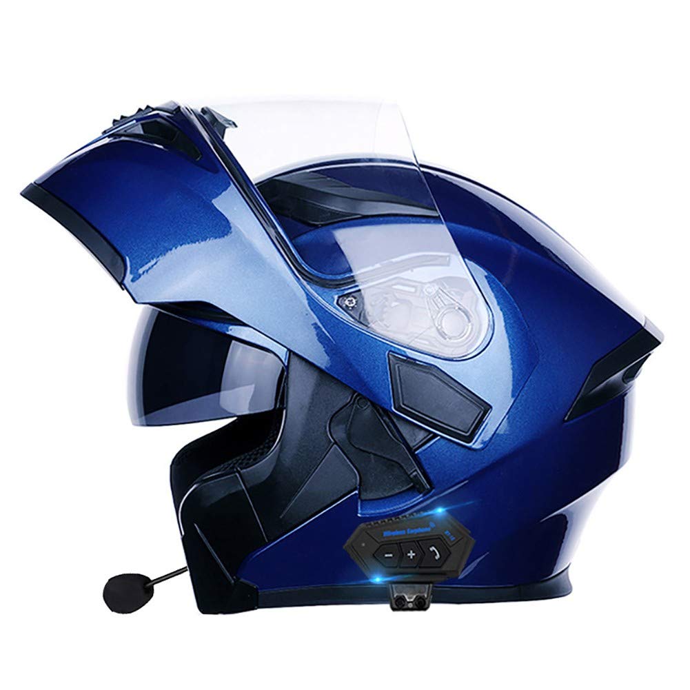 Klapphelm mit Bluetooth Geschlossenen ECE-geprüft, Motorradhelm Bluetooth-Helm mit Anti-Fog-Doppelspiegel, Integralhelm Racing Helm für Damen Herren 54~63CM von DYOYO