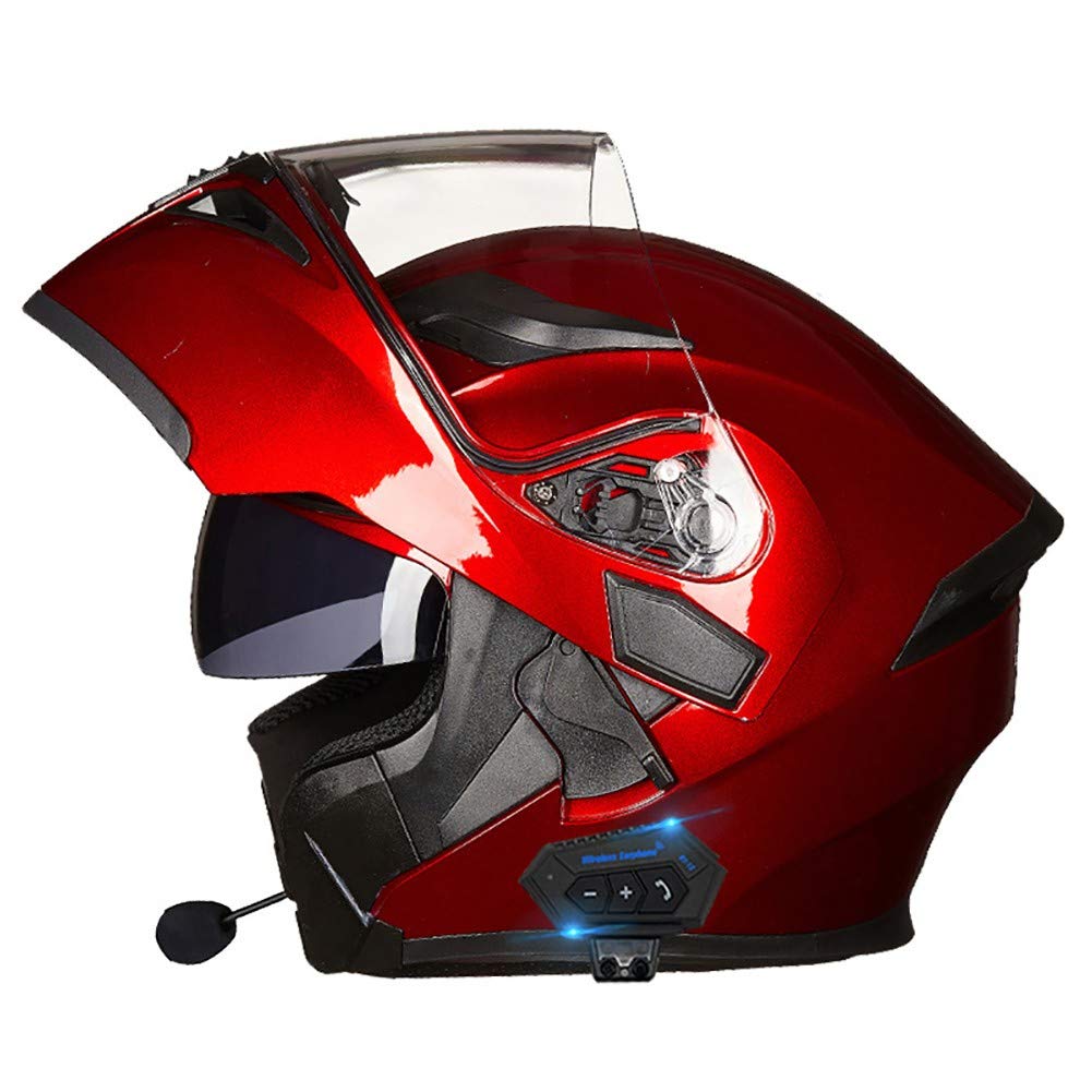 Klapphelm mit Bluetooth Geschlossenen ECE-geprüft, Motorradhelm Bluetooth-Helm mit Anti-Fog-Doppelspiegel, Integralhelm Racing Helm für Damen Herren 54~63CM von DYOYO