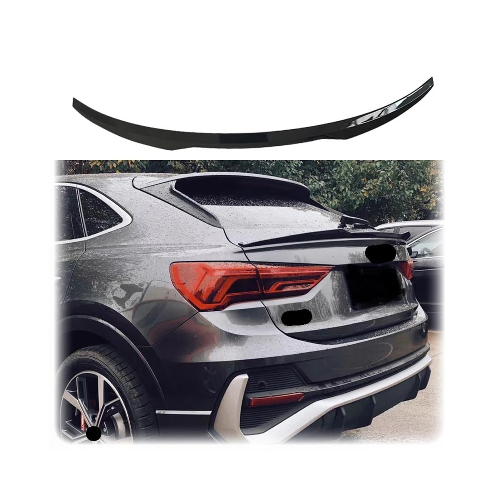 2019 bis 2022 kompatibel for Audi Q3 Sportback Spoiler von Gloss Black Carbon Fiber Look Rear Mid Wing Lip ABS(Carbon Look) von DZLCGJYX