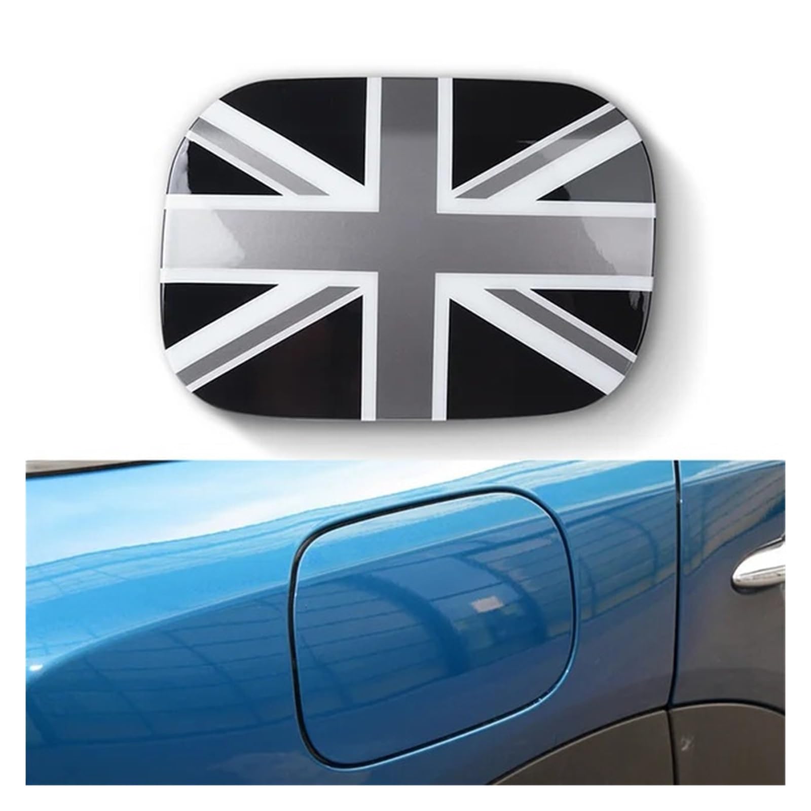 F60 COUNTRYMAN Union Jack Auto-Tankdeckel-Aufkleber, kompatibel mit MINI Cooper, Außenzubehör(Black gray) von DZLCGJYX