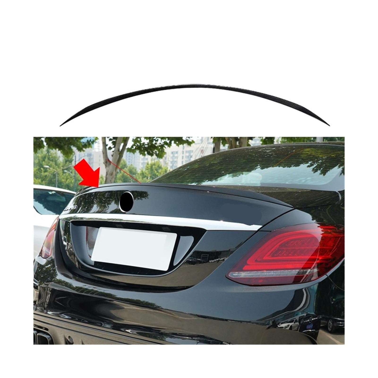 GLOSS 2015–2021, kompatibel mit Benz C-Klasse W205 AMG Limousine C180 C200 C260 C43 C63, Heckspoiler, Flügeldeckel, Klappe, Spoilerlippe(Carbon Fiber Look) von DZLCGJYX