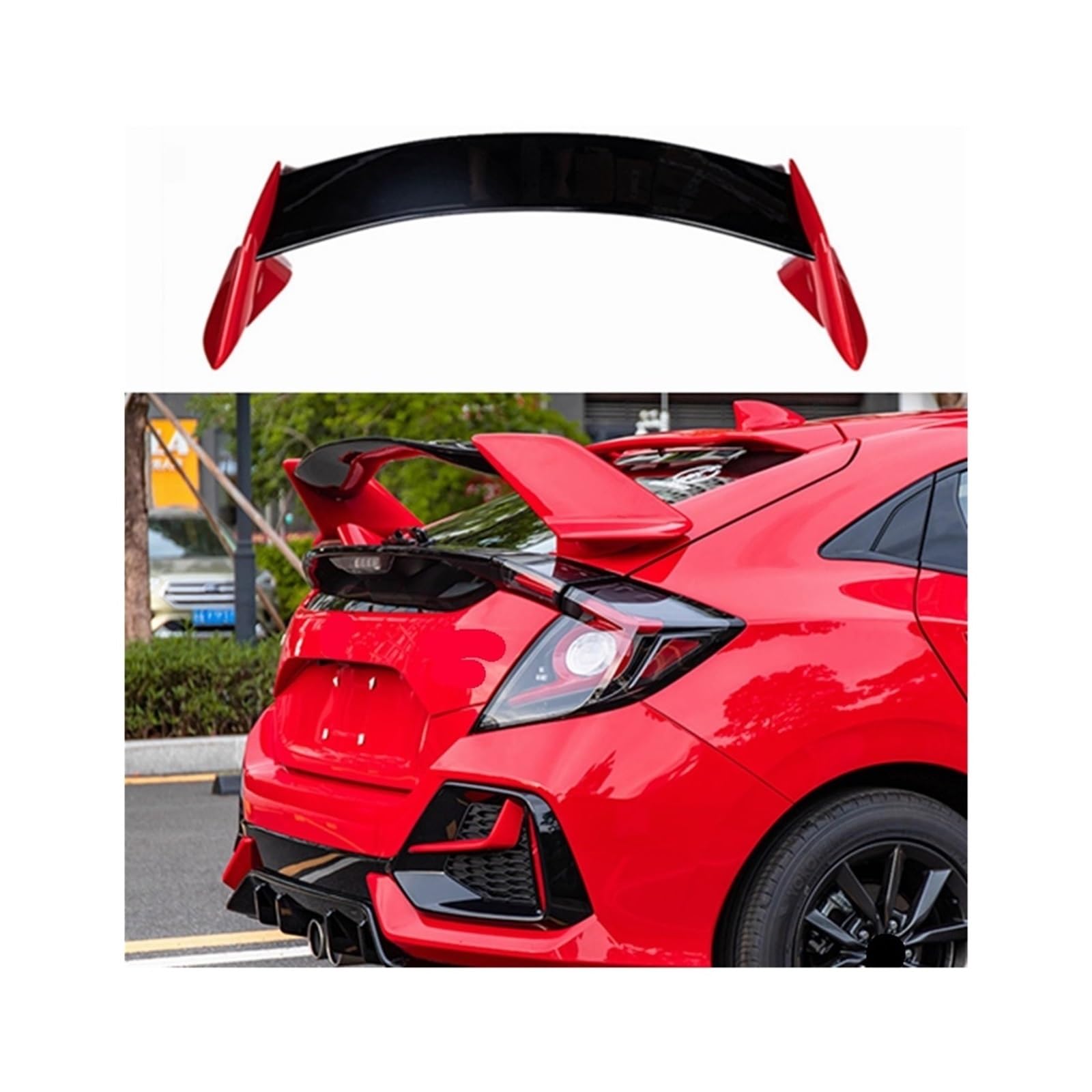 Kompatibel for Honda CIVIC Hatchback Spoiler 2017 2018, ABS-Kunststoff, unlackiert, Grundierung, hinterer Kofferraum-Boot-Flügel, Lip-Spoiler, Autozubehör(Carbon fiber look) von DZLCGJYX