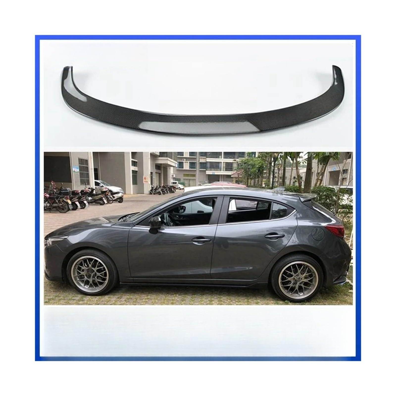 Kompatibel for Mazda 3 Fließheck Real Carbon Fiber AUTO Spoiler Flügel Auto Heckscheibe Hecklippe Mittelschwanzflosse Zubehör Mazda3 2014–2019(Glossy black) von DZLCGJYX