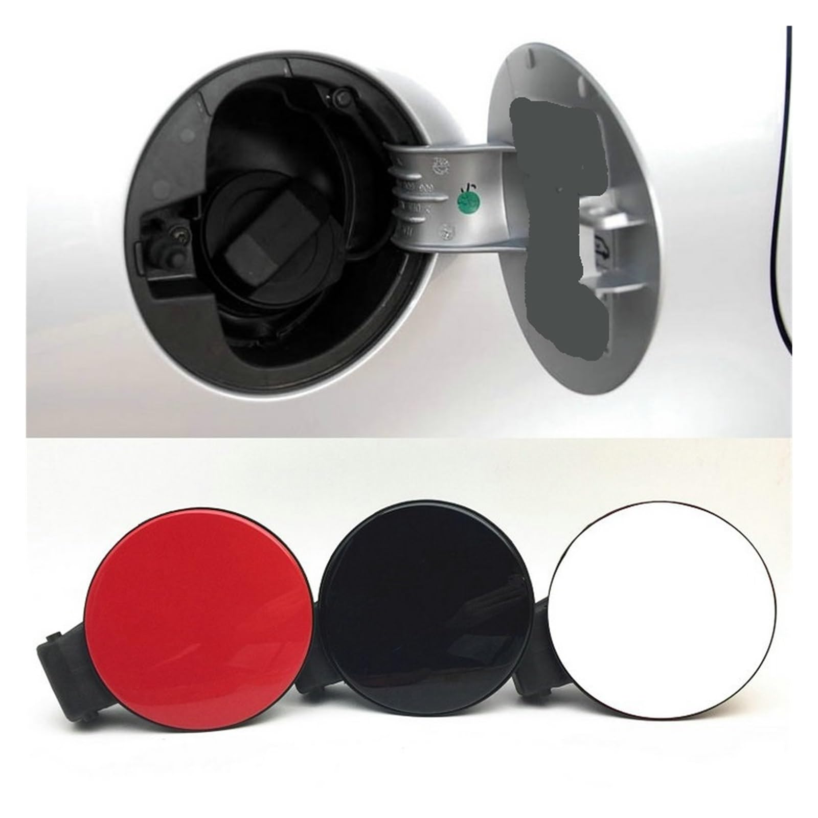 Kompatibel for Polo 2002–2010, Kraftstofftankabdeckung, äußerer Tankdeckel, Öleinfülldeckel, Schwarz, Weiß, Rot(Slivery) von DZLCGJYX