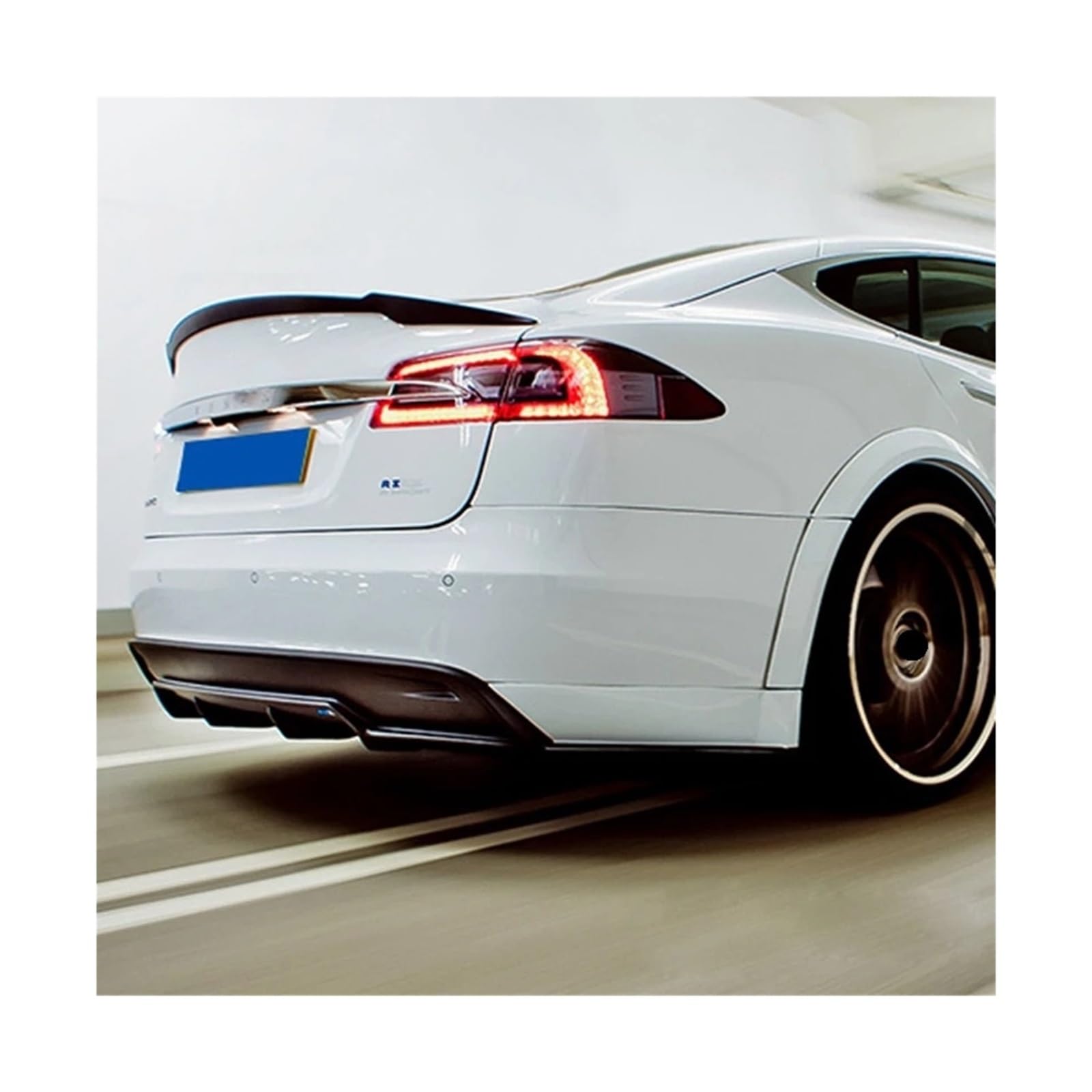 Kompatibel for Tesla Model S 2015–2017 Heckflügelspoiler, Kofferraumflügel-Spoiler, Kohlefaser-3M-Paste(Unpainted Spoiler) von DZLCGJYX