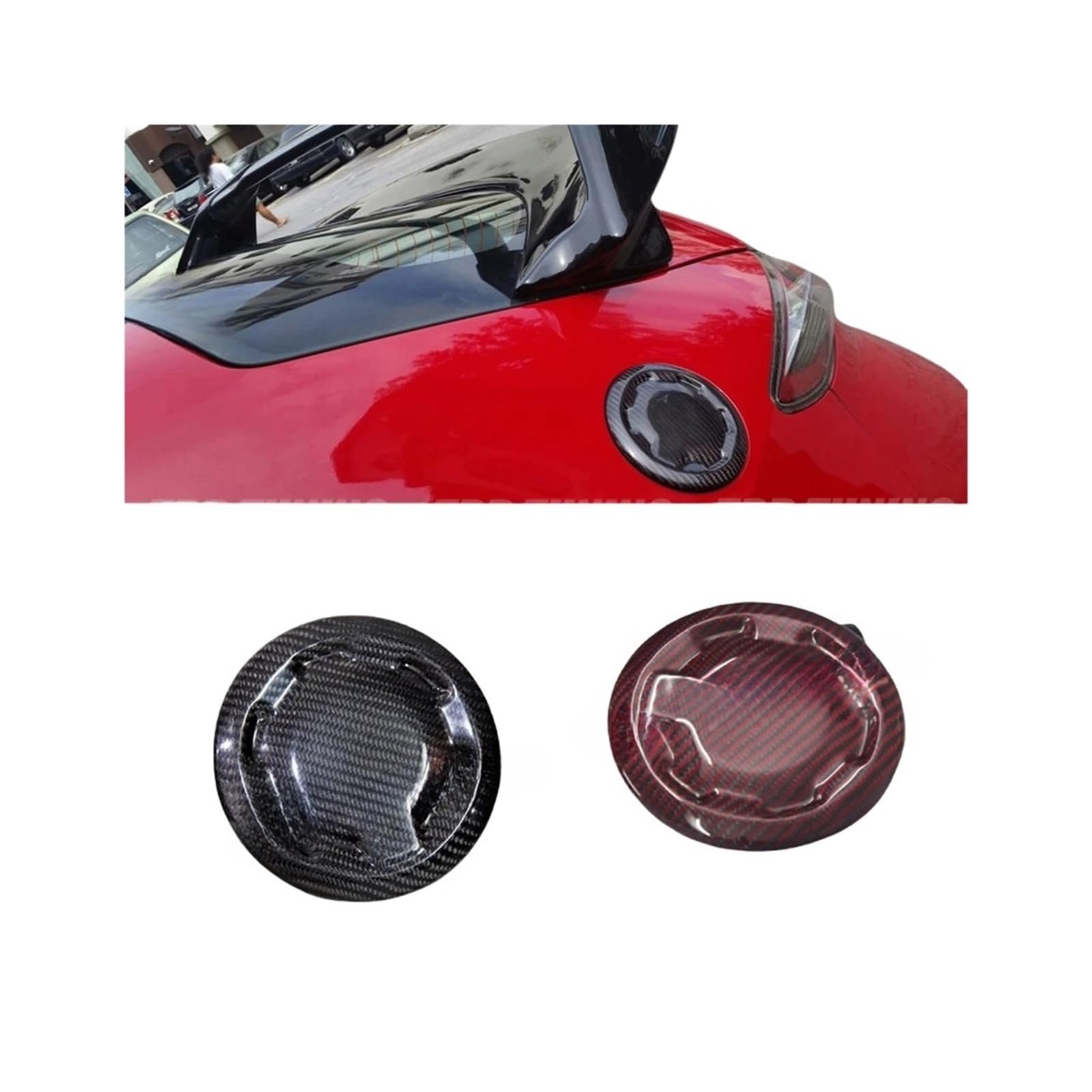 Tankdeckelabdeckung aus echtem Karbon, kompatibel mit Honda Civic FN FK FN2 TYPE R 2006 2007 2008 2009 2010 2011 2012. Tankdeckelabdeckung aus Kohlefaser(Red Carbon Fiber) von DZLCGJYX
