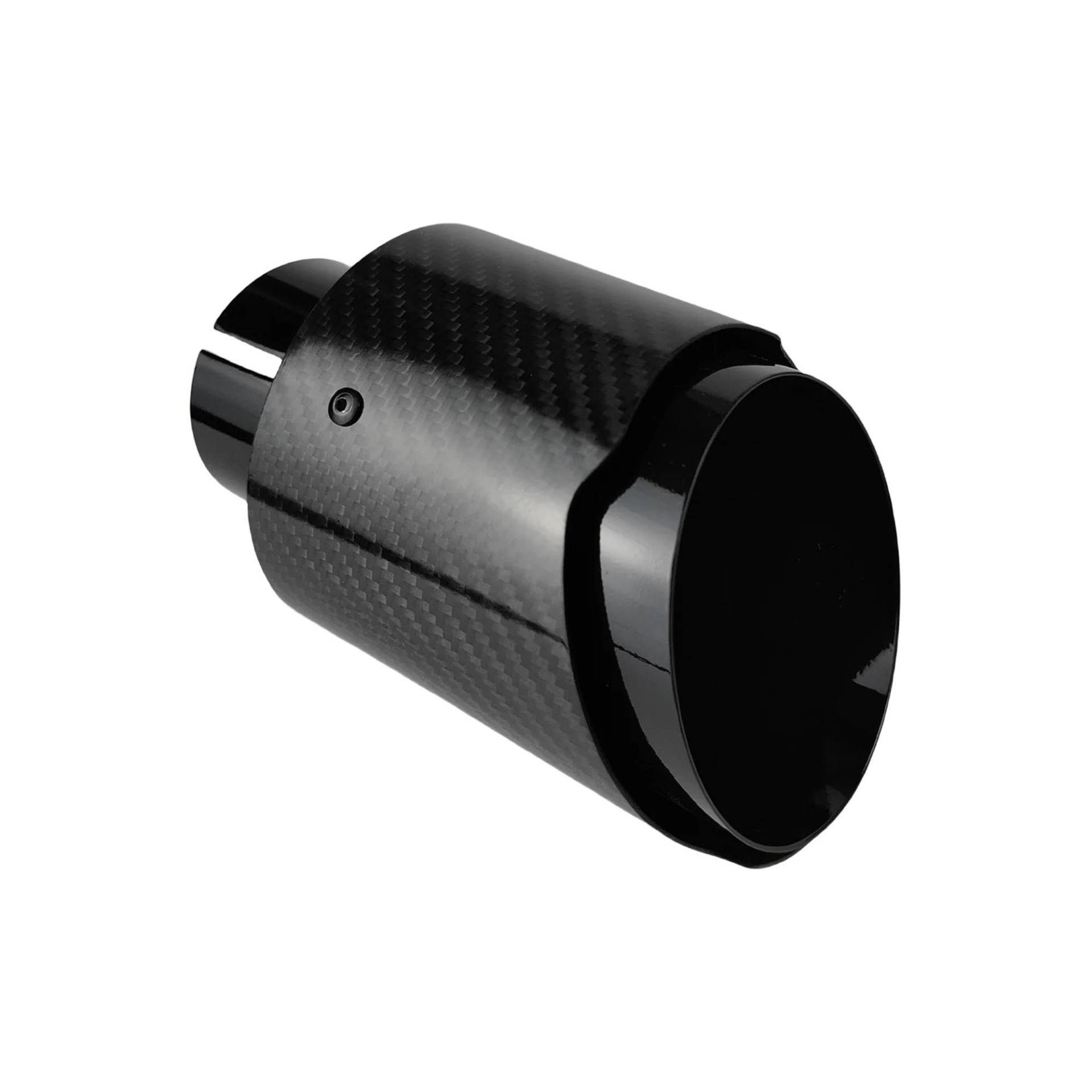 Auspuffblenden 1 Stück Universal Auto Endrohr Edelstahl Schalldämpfer Hell Schwarz Twill Glänzend Schalldämpfer Auspuffdüse Spitze Endrohrblenden(57mm-89mm) von DZSHONGXINSM
