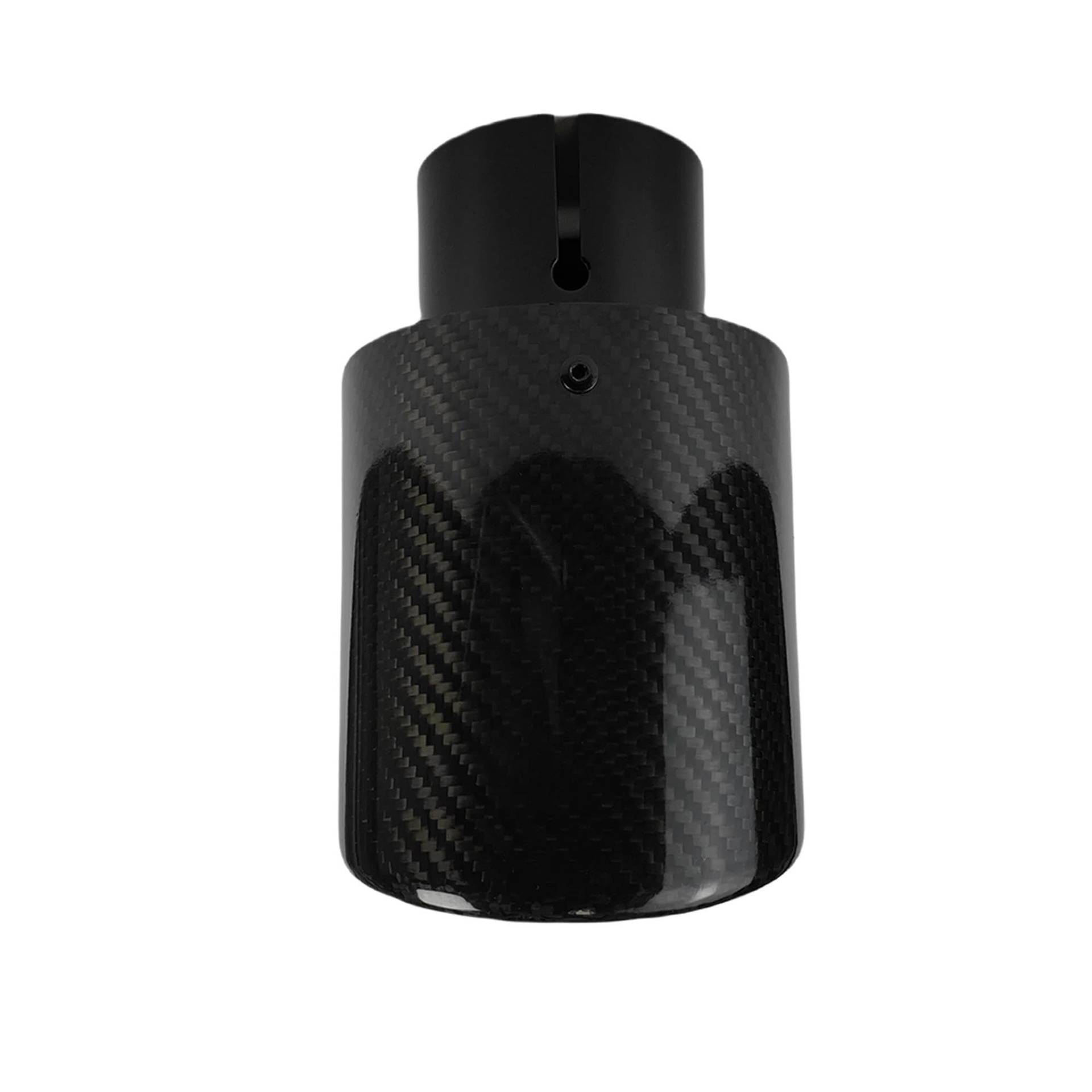 Auspuffblenden Auto Glossy Twill Carbon Fiber Schalldämpfer Spitze Auspuff System Rohr Schalldämpfer Düse Universal Crimpen Edelstahl Silber Endrohrblenden(63.5mm-89mm) von DZSHONGXINSM
