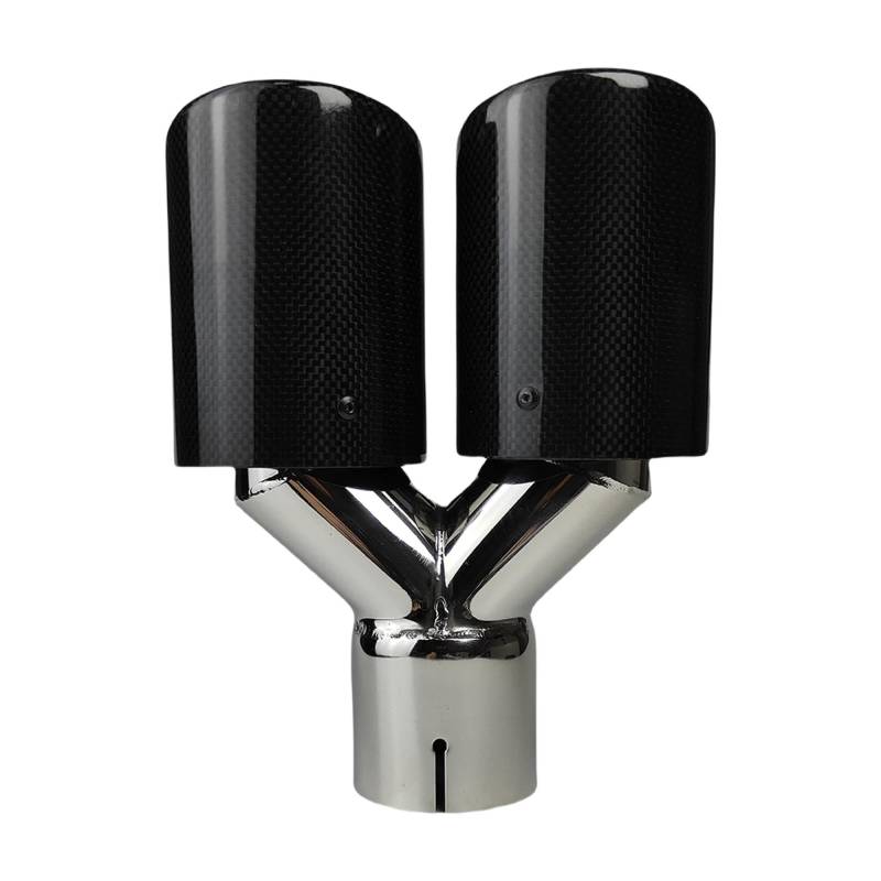 Auspuffblenden Universal Edelstahl Silber Auto Gloss Schalldämpfer Spitze Y Form Doppel Ausgang Auspuffrohr Schalldämpfer Düse Dekoration Endrohrblenden(63.5mm-89mm) von DZSHONGXINSM