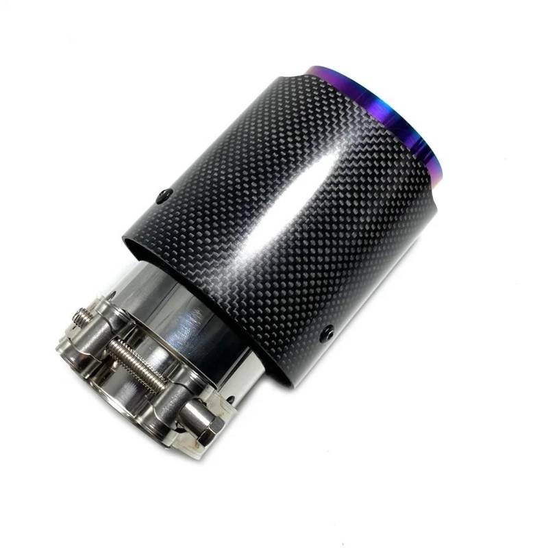 DZSLLOOI Auspuffblenden 1PC Runde Auspuffspitze Lila Rohr Glänzend Carbon Fiber Universal Schalldämpfer Rohr Auspuffrohr Endrohrblenden Blende(80MM IN-101MM Out) von DZSLLOOI
