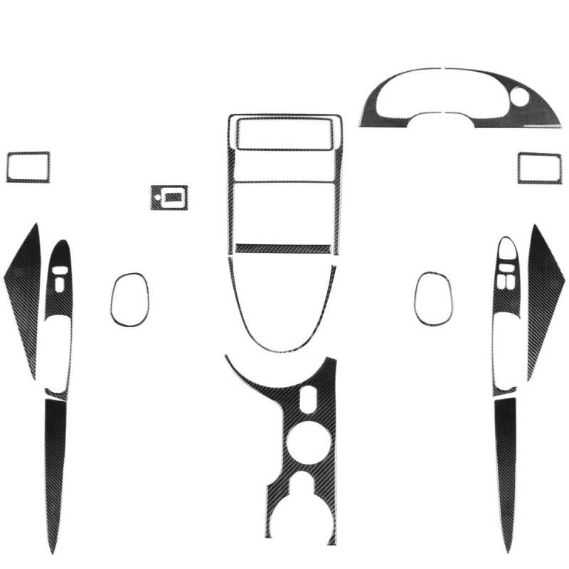 Zentrale Dashboard Dekoration Für Ford Für Mustang 2001-2004 Carbon Fiber Air Outlet Getriebe Shift Panel Set Auto Innen Zubehör Aufkleber Auto Styling Lüftungsgitter Zierleiste(Full Set RHD) von DZSMACHENGSM