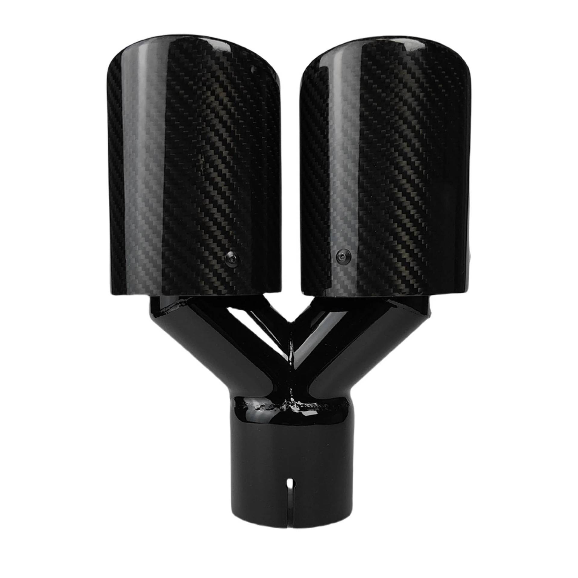 Endrohrblenden 1 STÜCKE Auto Schalldämpfer Spitze Y Form Doppel Auspuffrohr Schalldämpfer Düse Dekoration Universal Edelstahl Silber Auspuff Endrohr(76.2mm-89mm) von DZSNBMSHD