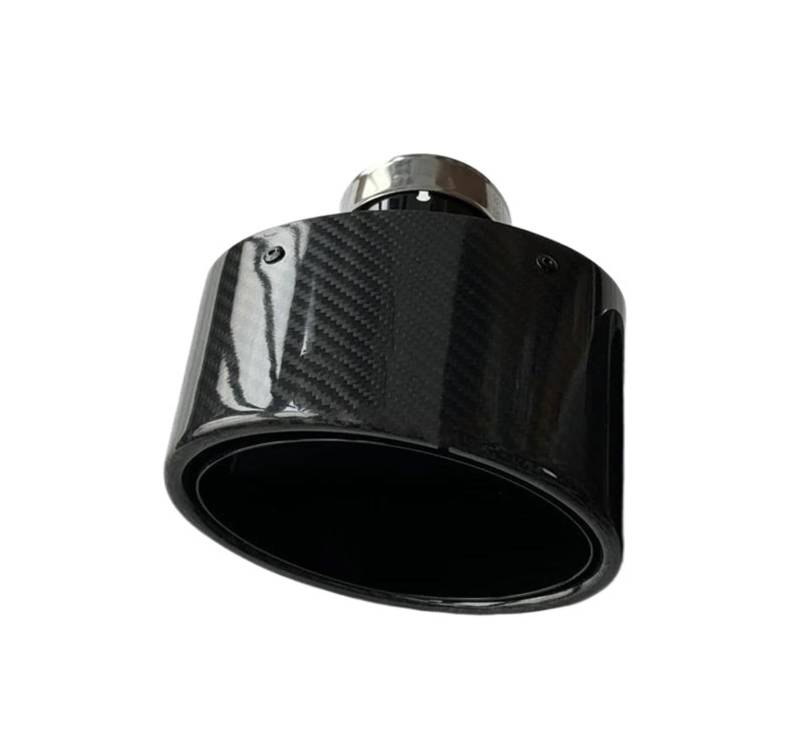 Endrohrblenden 1 Stück Ovale Glänzende Kohlefaser 150 Mm/6 Zoll Schwarzer Edelstahl Universelles Auto-Endrohr Auspuffrohrspitzen Schalldämpfer Auspuff Endrohr(ID 76MM-OD 150MM) von DZSNBMSHD