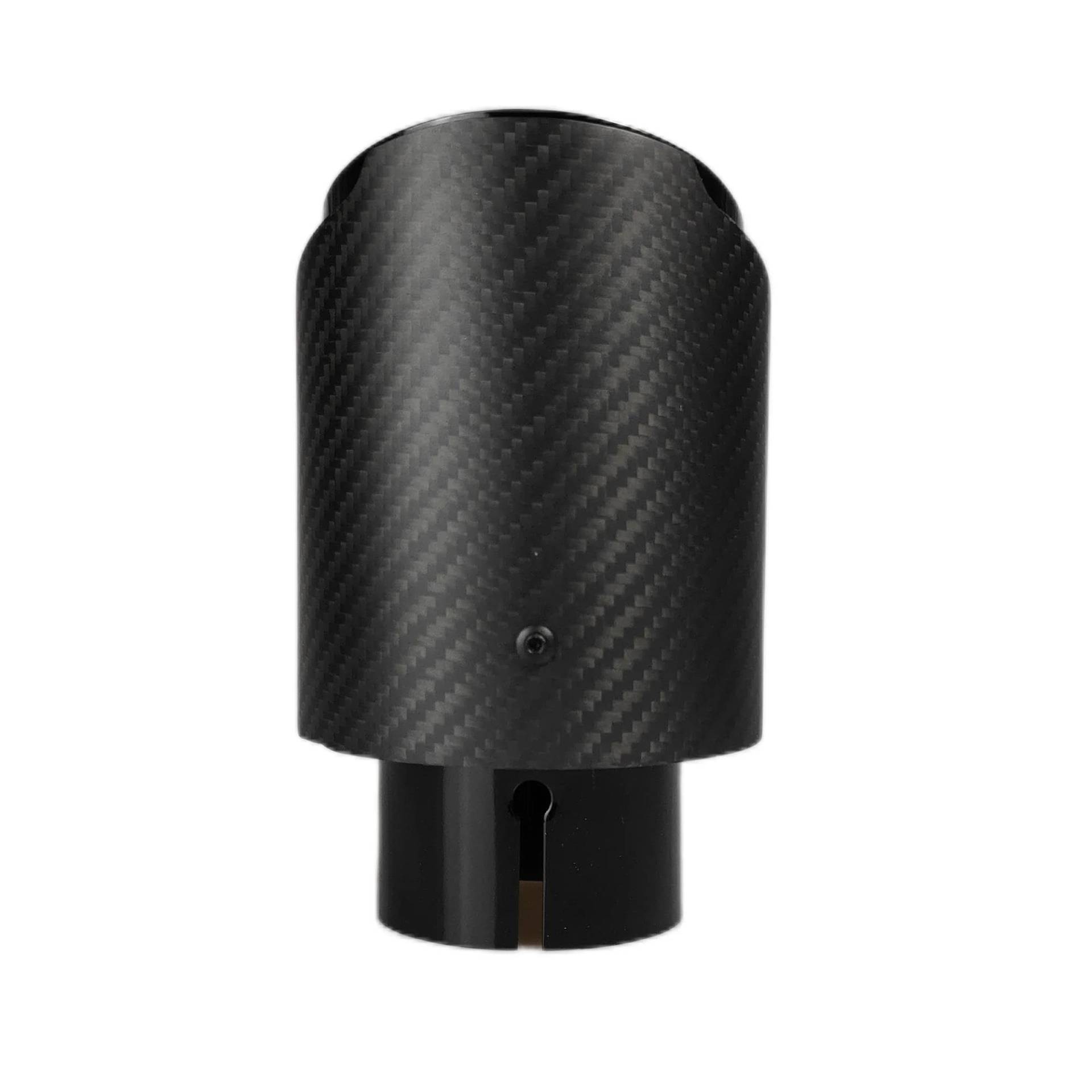 Endrohrblenden 1 Stück Universal Auto Carbon Fiber Endrohr Edelstahl Schalldämpfer Hell Schwarz Twill Matte Schalldämpfer Auspuffdüse Spitze Auspuff Endrohr(60mm-101mm) von DZSNBMSHD