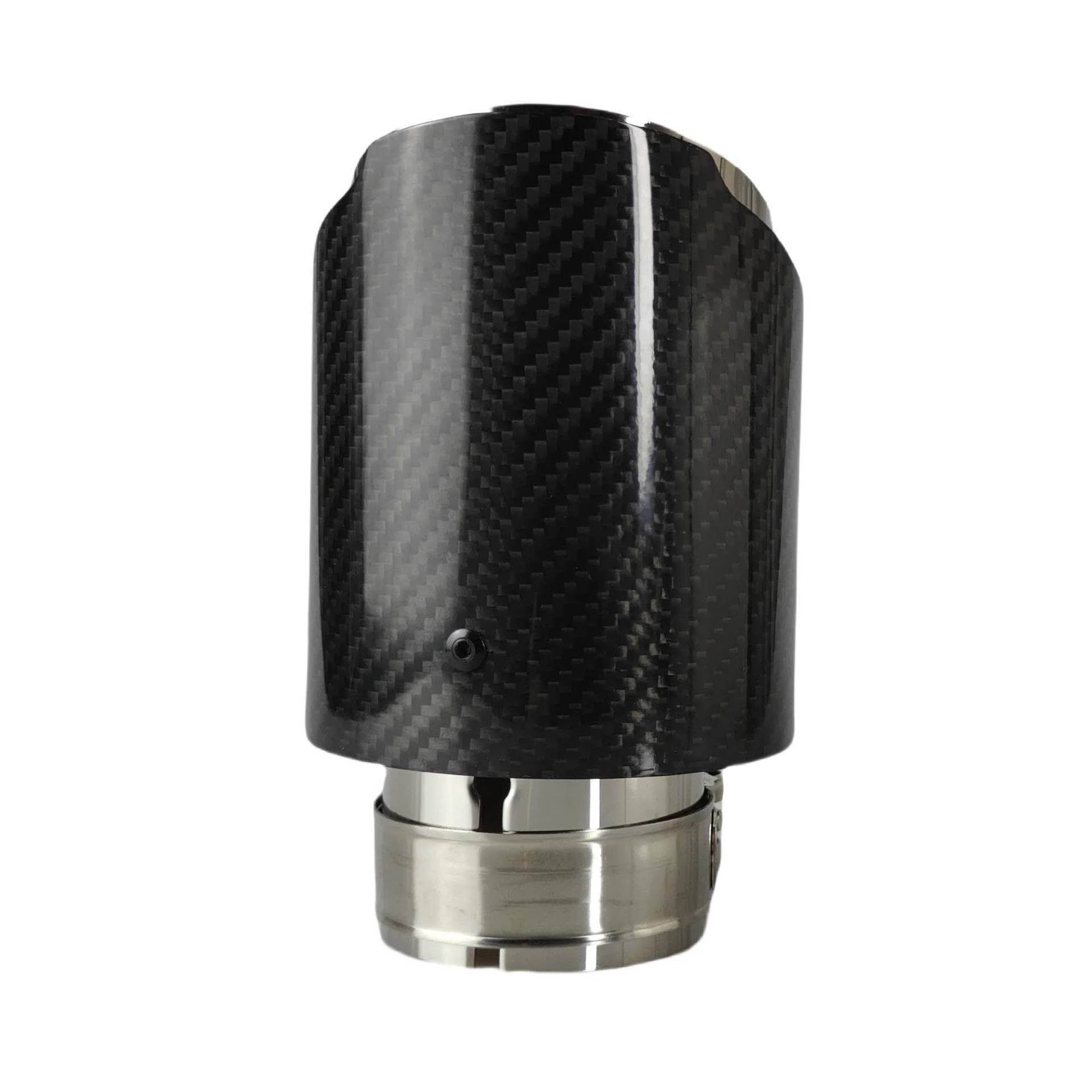 Endrohrblenden 1 Stück Universal Auto Carbon Fiber Endrohr Edelstahl Schalldämpfer Polieren Twill Glänzend Schalldämpfer Auspuffdüse Spitze Auspuff Endrohr(76.2mm-114mm) von DZSNBMSHD