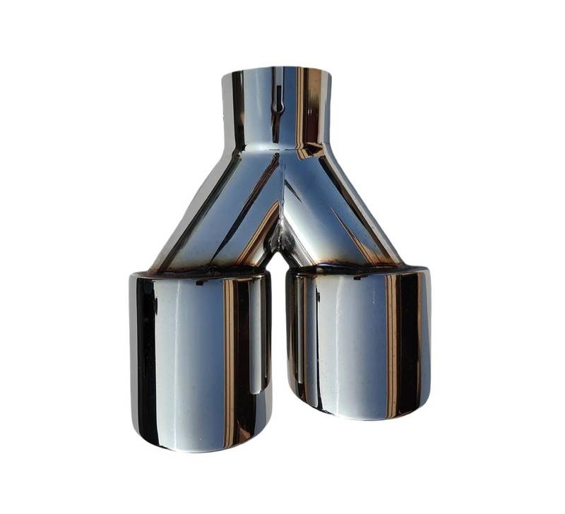 Endrohrblenden 1 Stück Universal Auto Edelstahl Endrohr Schalldämpfer Länge Y-förmig Double Out Twill Glossy Auspuff Schalldämpfer Spitze Auspuff Endrohr(51mm-76mm-Right) von DZSNBMSHD