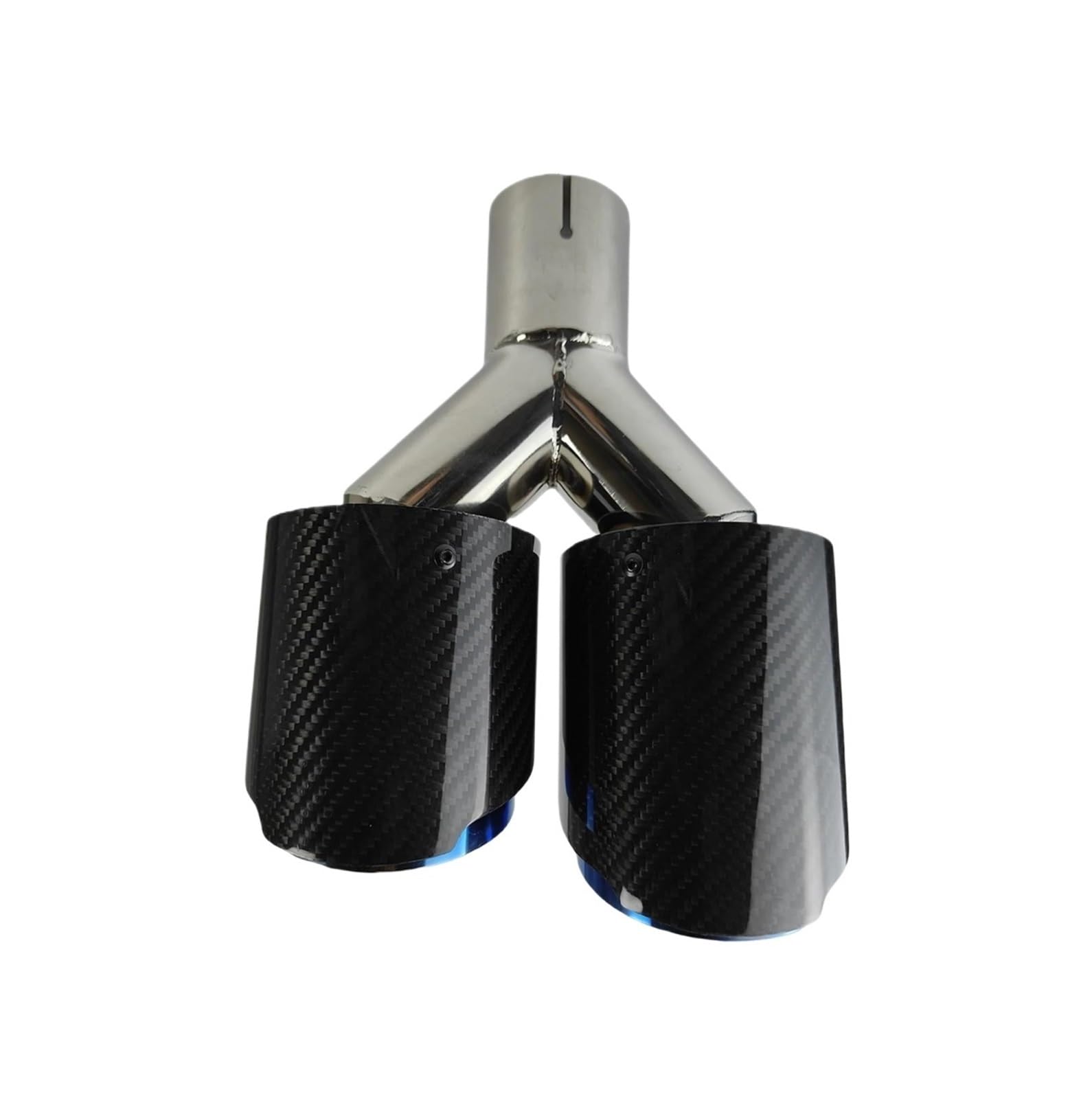 Endrohrblenden 1 Stück Universal-Auto-Schalldämpfer Aus Kohlefaser Länge Blau Polierend Y-förmig Doppelte Auspuffspitze Aus Twill Glänzend Auspuff Endrohr(63.5mm-76mm-Right) von DZSNBMSHD