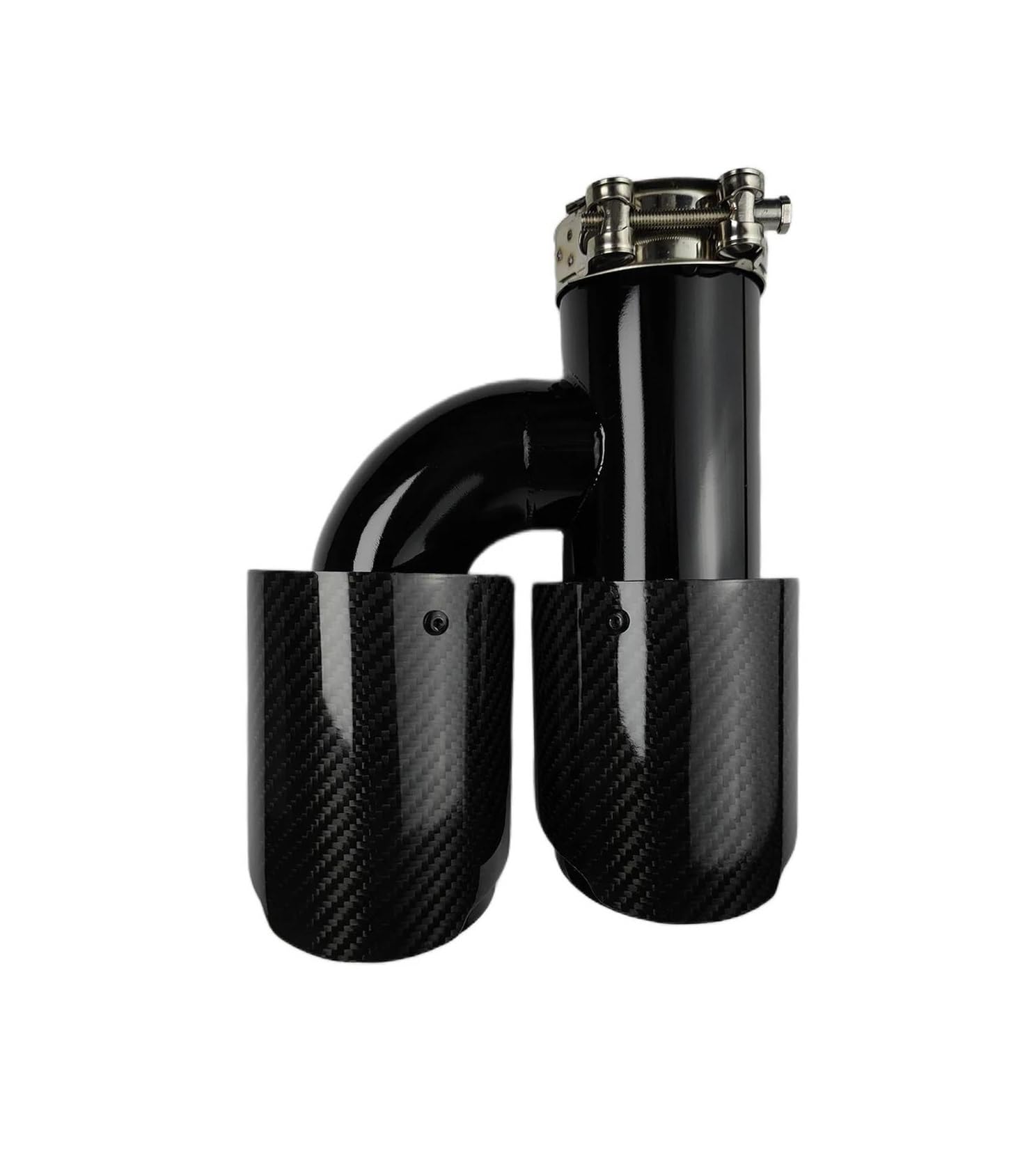 Endrohrblenden 1 Stück Universal-Auto-Schalldämpfer Aus Kohlefaser Länge: Schwarz H-förmig Doppelte Auspuffspitze Aus Twill Glänzend Auspuff Endrohr(60mm-89mm-Right) von DZSNBMSHD