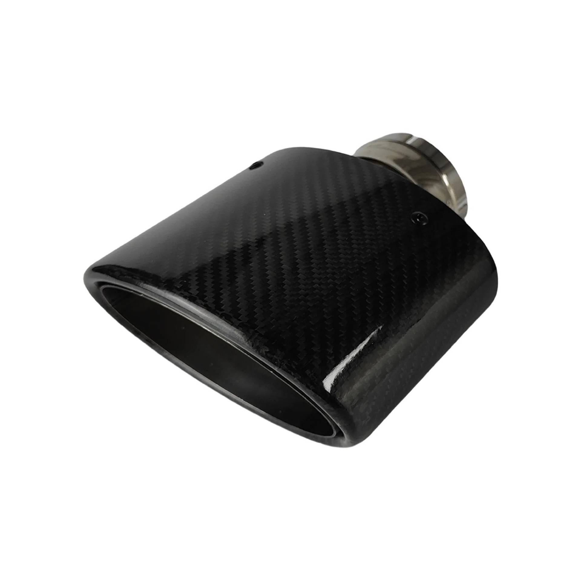 Endrohrblenden 1 Stück Universal Glossy Carbon Fiber Auto Schalldämpfer Spitze Auspuffrohr Düse Dekoration Polieren Oval Breite 105/115/130/150 Auspuff Endrohr(70mm-150mm) von DZSNBMSHD