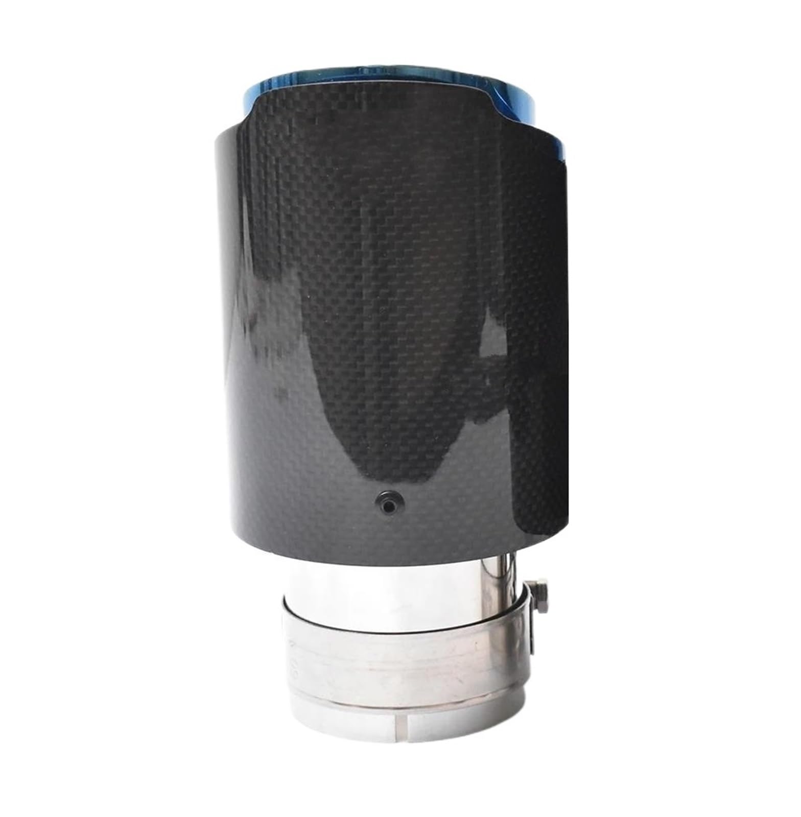 Endrohrblenden 1PC Auto Auspuffrohr Gerade Flansch Glänzend Carbon Schwanz Ende Spitze Blau Edelstahl Schalldämpfer Rohr Auspuff Endrohr(60-101mm) von DZSNBMSHD