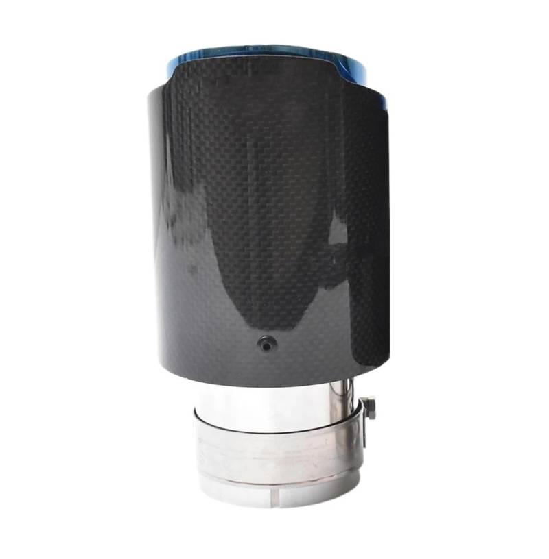 Endrohrblenden 1PC Auto Auspuffrohr Gerade Flansch Glänzend Carbon Schwanz Ende Spitze Blau Edelstahl Schalldämpfer Rohr Auspuff Endrohr(60-101mm) von DZSNBMSHD