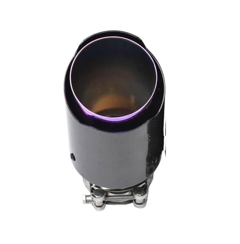 Endrohrblenden 1PC Auto Lila Auspuff Gerade Flansch Glänzend Carbon Schwanz Ende Spitze Goldene Edelstahl Schalldämpfer Rohr Auspuff Endrohr(Purple 57-89mm) von DZSNBMSHD