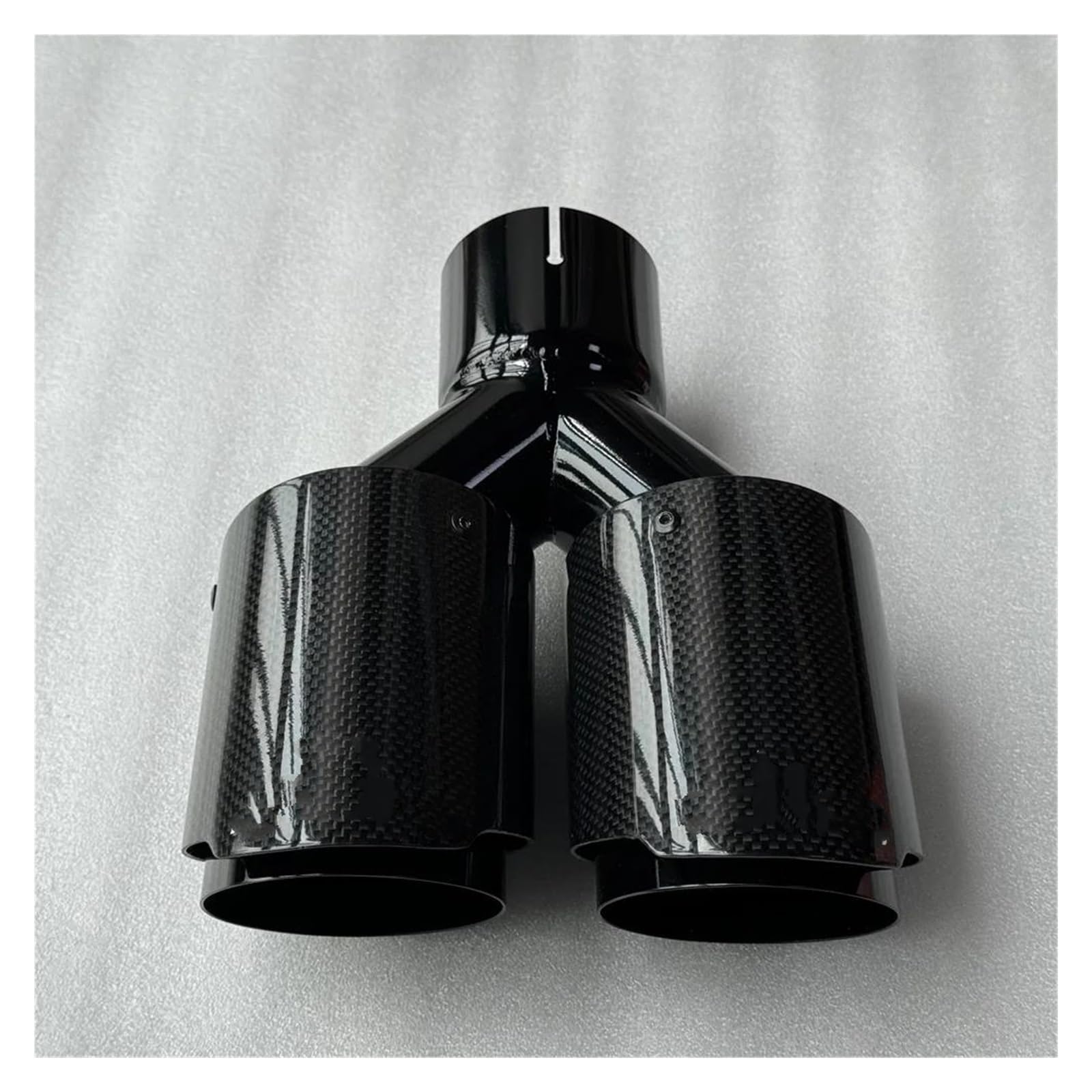 Endrohrblenden 1Pc Dual Auspuff Spitze Glänzend Carbon Fiber Doppel Auspuffrohr Endrohr Auspuff Schalldämpfer Spitze Für Universal Auspuff Endrohr(ID 73MM-OD 89MM) von DZSNBMSHD