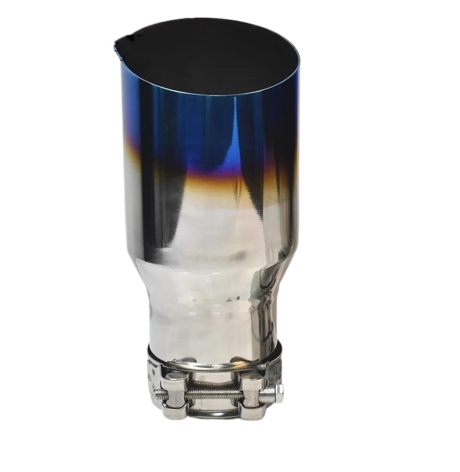 Endrohrblenden 1Pc Universal Blau Edelstahl Slahed Cut Flansch Auspuffrohr Lockige Schalldämpfer Spitze Für E90 Auspuff Endrohr(IN 73MM OUT 101MM) von DZSNBMSHD