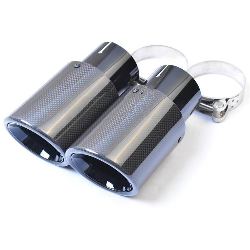 Endrohrblenden 2PC Auto Modifizierte Glänzend Schwarz Carbon Fiber Bevel Schalldämpfer Endrohr Edelstahl Auspuffblende Für E63 Auspuff Endrohr(60-101mm) von DZSNBMSHD
