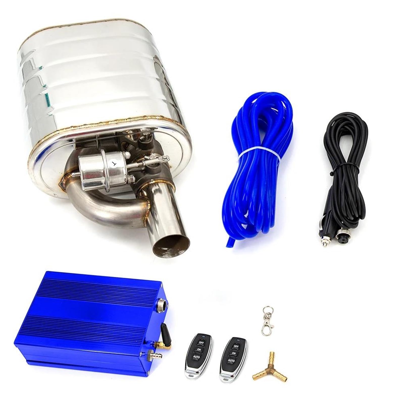 Endrohrblenden 51mm 63mm 76mm Auspuffschalldämpfer Mit Ablassventil Edelstahl Elektrische Auspuff Ausschnitt Fernbedienung Set Universal Auspuff Endrohr(51MM Left with Pump) von DZSNBMSHD