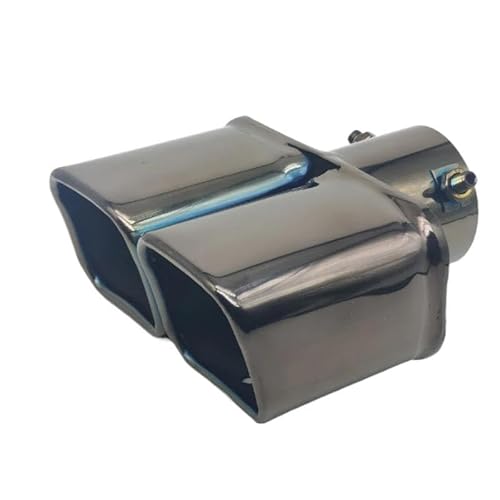 Endrohrblenden Autoauspuffrohr Edelstahl Auspuffschalldämpfer Einlass 60mm/75mm Schalldämpferspitze Doppelauslass Universelle Quadratische Auspuffspitze Auspuff Endrohr(Black straight 60mm) von DZSNBMSHD