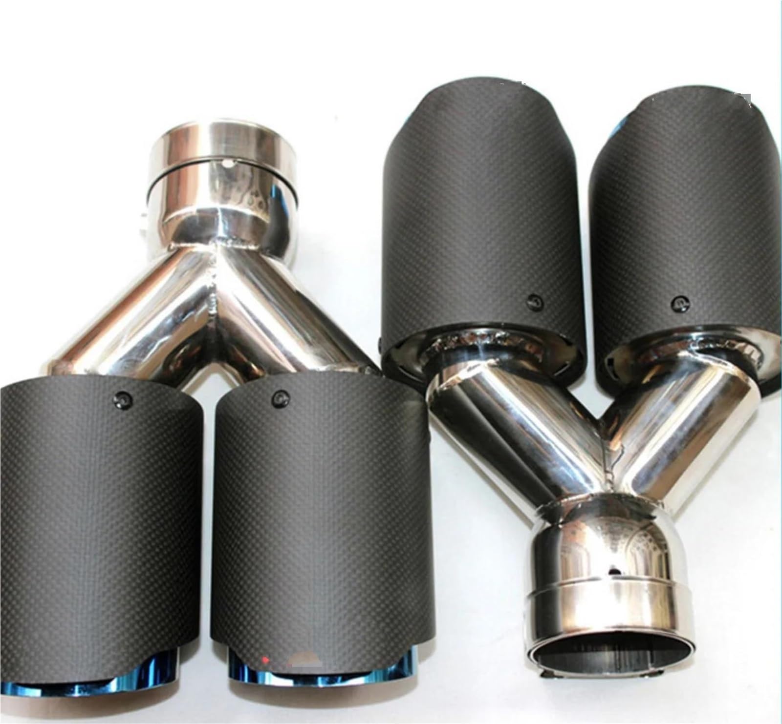 Endrohrblenden Autozubehör Y-Typ Auspuffrohr Aus Gebranntem Blauem Kohlefaser Passend Für Universalauto Usw. Auspuffdüse Auspuff Endrohr(Matte black) von DZSNBMSHD