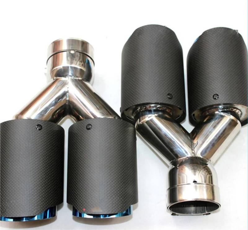 Endrohrblenden Autozubehör Y-Typ Auspuffrohr Aus Gebranntem Blauem Kohlefaser Passend Für Universalauto Usw. Auspuffdüse Auspuff Endrohr(Matte black) von DZSNBMSHD