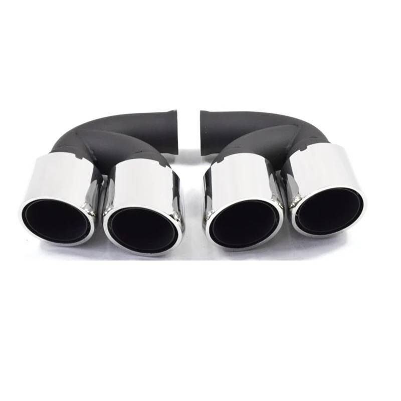 Endrohrblenden Quad-Auto-Auspuffblende Für Cayenne Für 958 2011-2014 304 Edelstahl-Schalldämpferspitze Düsen-Endrohr Auspuffanlage-Spitze Auspuff Endrohr(Silver B Short) von DZSNBMSHD