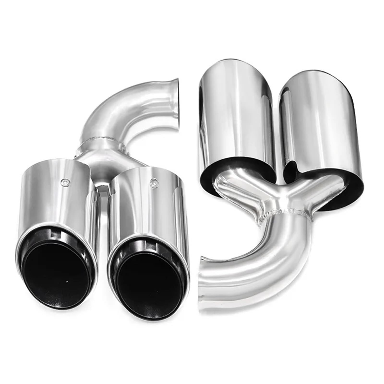 Endrohrblenden Quad-Auto-Auspuffblende Für Cayenne Für 958 2011-2014 304 Edelstahl-Schalldämpferspitze Düsen-Endrohr Auspuffanlage-Spitze Auspuff Endrohr(Silver C Short) von DZSNBMSHD