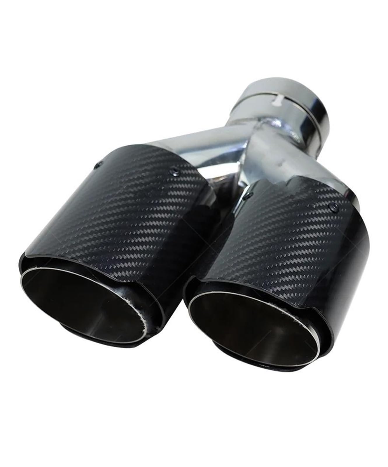 Endrohrblenden Universal 101mm Outlet Doppelausgang Carbonfaser Glänzend Schalldämpferspitze Y-Form Auspuffrohr Modifizieren Düse Autodekoration Auspuff Endrohr(Right Type 63-101) von DZSNBMSHD