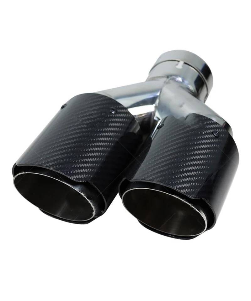 Endrohrblenden Universal 101mm Outlet Doppelausgang Carbonfaser Glänzend Schalldämpferspitze Y-Form Auspuffrohr Modifizieren Düse Autodekoration Auspuff Endrohr(Right Type 63-101) von DZSNBMSHD