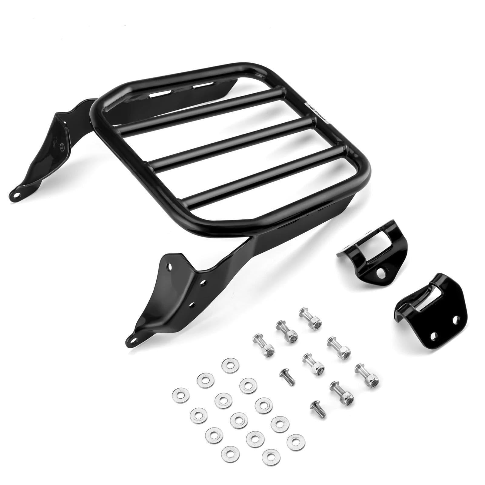 Gepäckträger hinten Abnehmbare Hintere Sportgepäckträger-Stammhalterung Für Softail FLDE FLHC Slim FLSL 2018-2024 Motorradzubehör Chrom Motorrad Hinten Gepäckträger(Schwarz) von DZSQEGBX