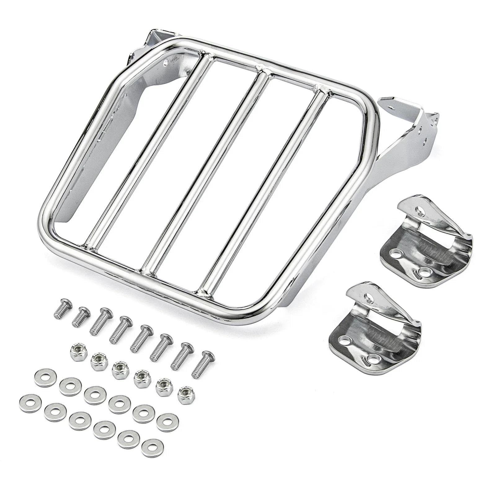 Gepäckträger hinten Abnehmbare Hintere Sportgepäckträger-Stammhalterung Für Softail FLDE FLHC Slim FLSL 2018-2024 Motorradzubehör Chrom Motorrad Hinten Gepäckträger(Silber) von DZSQEGBX