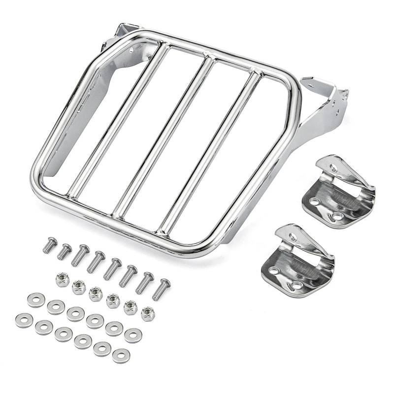 Gepäckträger hinten Abnehmbare Hintere Sportgepäckträger-Stammhalterung Für Softail FLDE FLHC Slim FLSL 2018-2024 Motorradzubehör Chrom Motorrad Hinten Gepäckträger(Silber) von DZSQEGBX