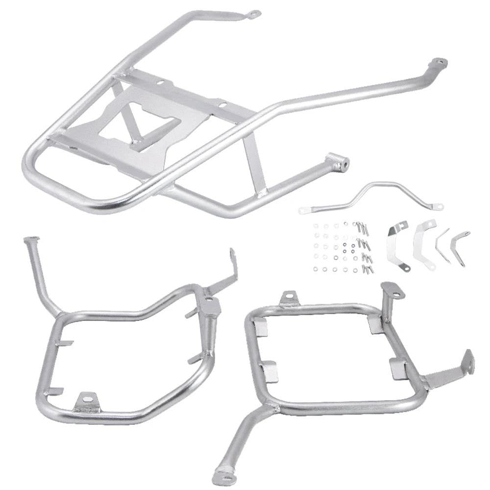 Gepäckträger hinten Edelstahl Hinten Gepäck Rack Für XADV 750 2021 2022 2023 Motorrad Stamm Top Fall Sattel Packtaschen Halterung Motorrad Hinten Gepäckträger(Silver One Set) von DZSQEGBX