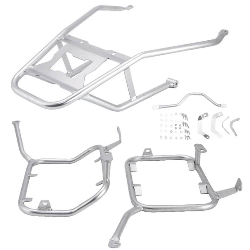 Gepäckträger hinten Edelstahl Hinten Gepäck Rack Für XADV 750 2021 2022 2023 Motorrad Stamm Top Fall Sattel Packtaschen Halterung Motorrad Hinten Gepäckträger(Silver One Set) von DZSQEGBX