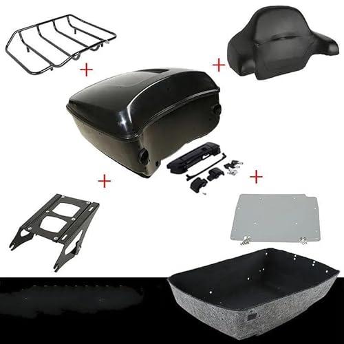 Gepäckträger hinten Lackierter Motorrad-King-Tour-Pack-Kofferraumgepäckträger Für Tour Pak Für Touring Für Road King Für Street Electra Glide 2014-2024 Motorrad Hinten Gepäckträger(Black Lock Set) von DZSQEGBX