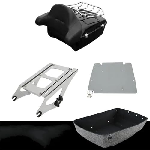 Gepäckträger hinten Lackierter Motorrad-King-Tour-Pack-Kofferraumgepäckträger Für Tour Pak Für Touring Für Road King Für Street Electra Glide 2014-2024 Motorrad Hinten Gepäckträger(Chrome Lock Set) von DZSQEGBX