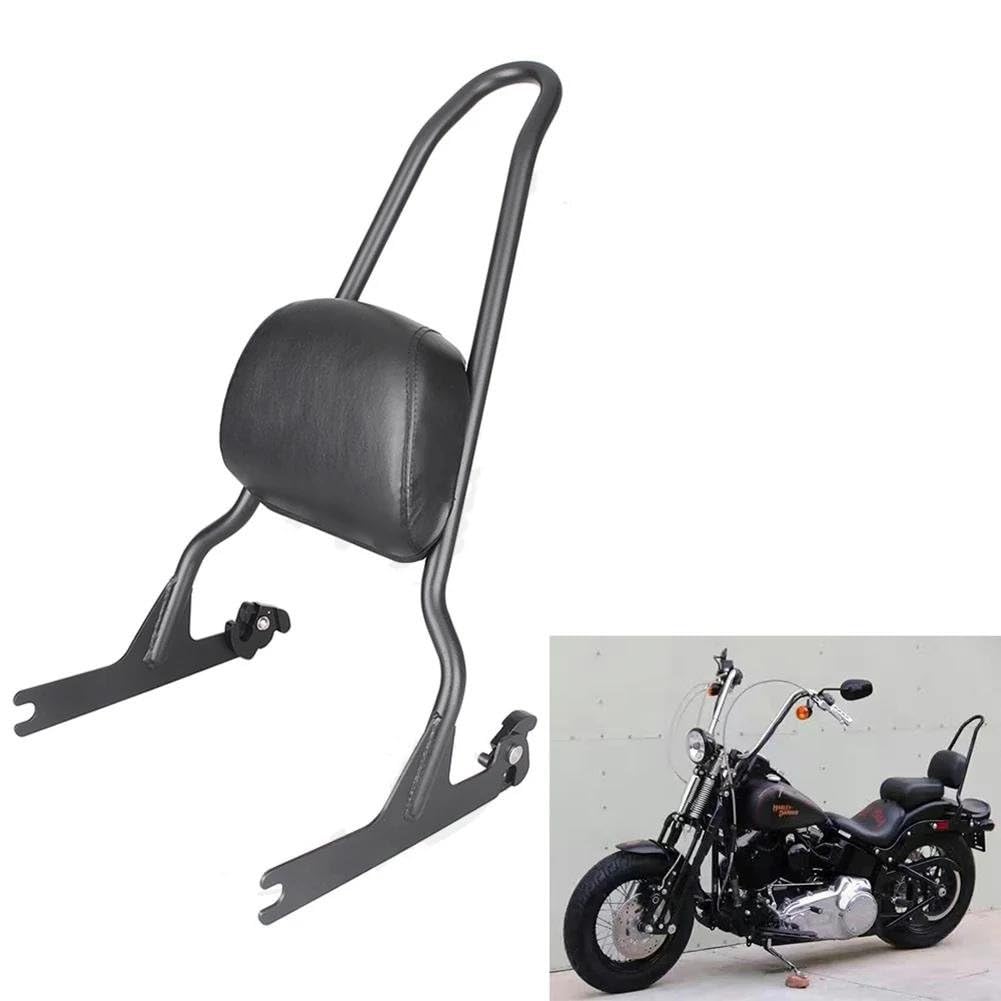 Gepäckträger hinten Motorrad Hinten Passagier Sissy Bar Gepäck Rack Rückenlehne Pad Kissen Für Sofitail 2006-2015 Motorrad Hinten Gepäckträger(Schwarz) von DZSQEGBX